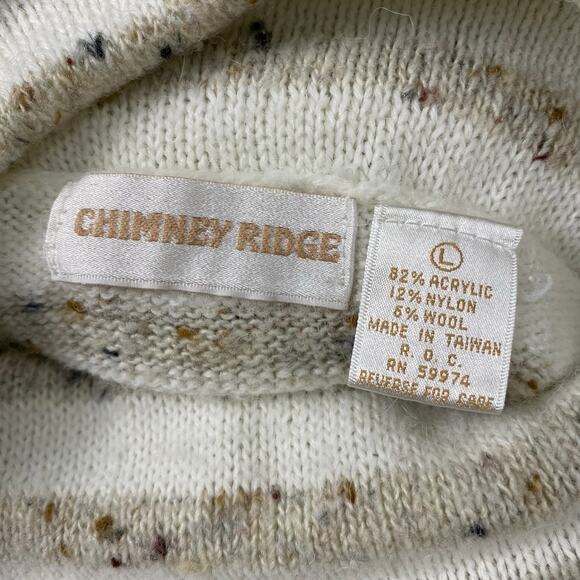Chimney Ridge Vintage Turtleneck Sweater‎ Womens Size L Cream Cabincore Winter - Picture 2 of 6